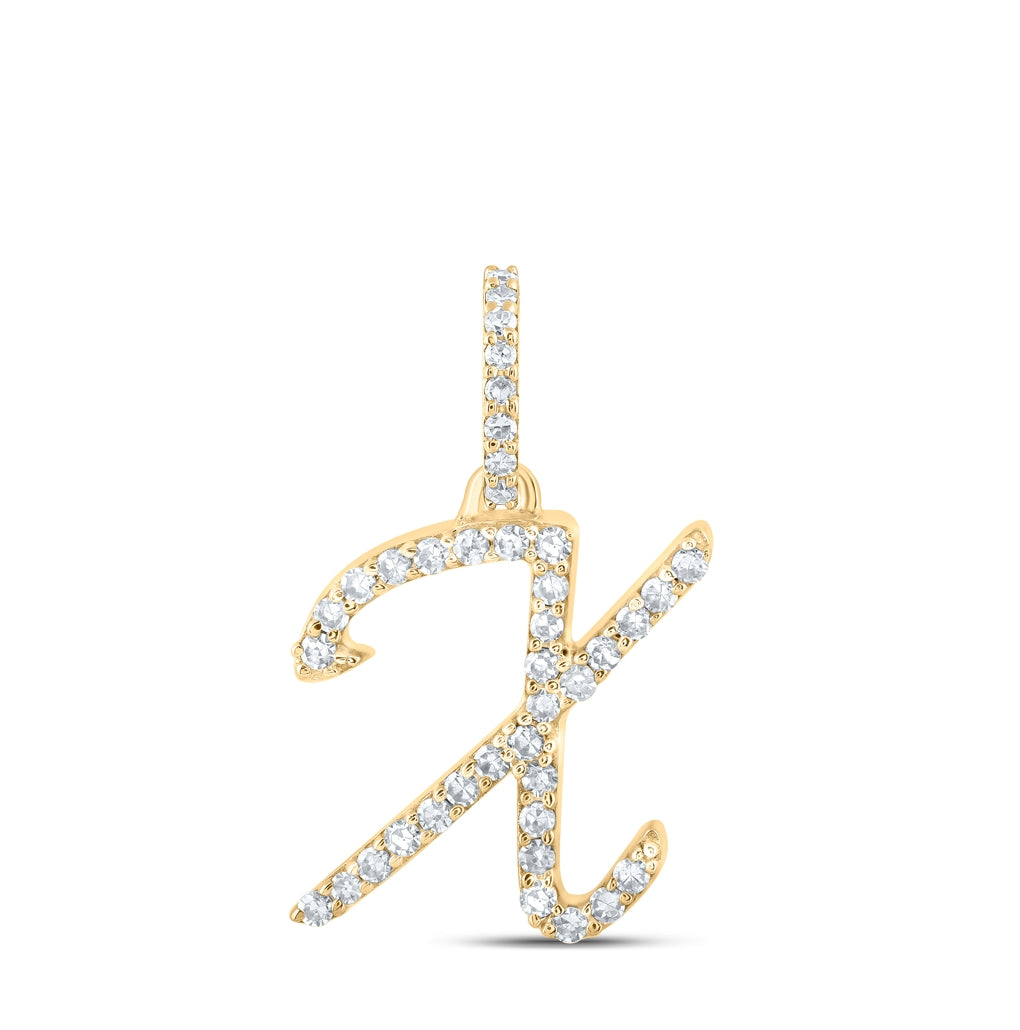 10K Yellow Or White Or Rose Gold Womens Round Diamond A Initial Letter Pendant 1/6 Cttw, Length: 0.7 In, Width: 0.34 In