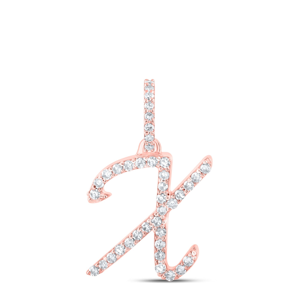 10K Yellow Or White Or Rose Gold Womens Round Diamond A Initial Letter Pendant 1/6 Cttw, Length: 0.7 In, Width: 0.34 In