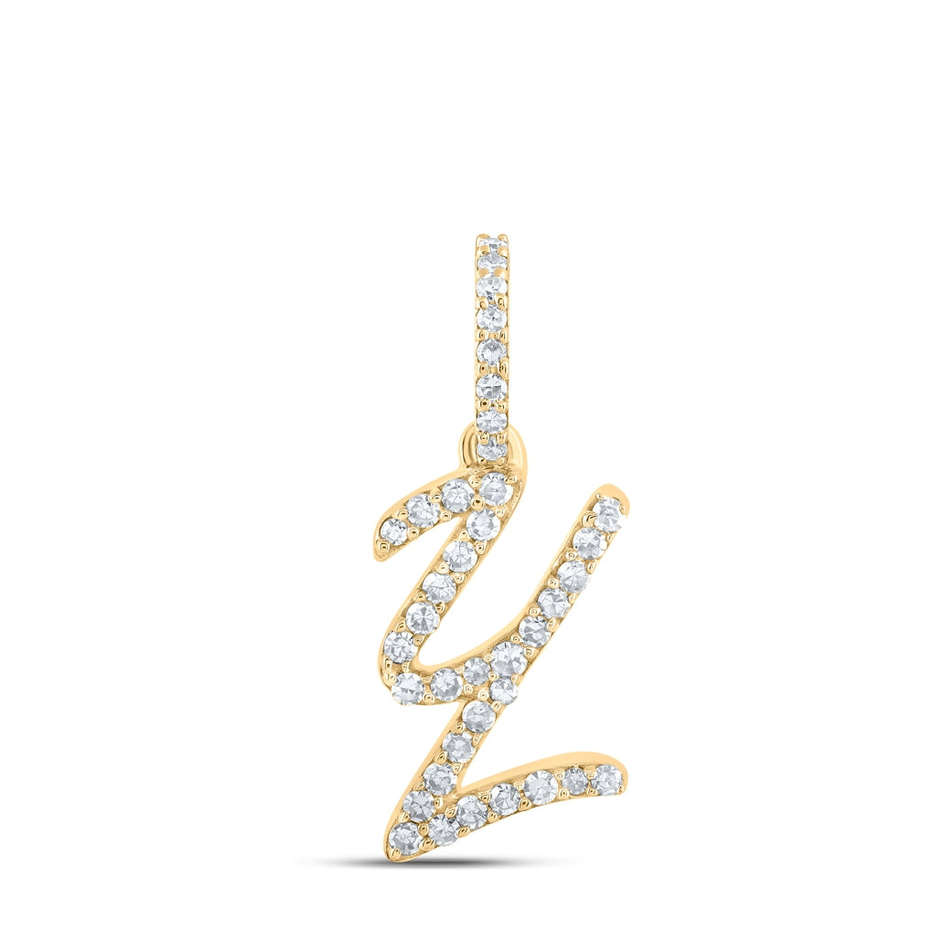 10K Yellow Or White Or Rose Gold Womens Round Diamond A Initial Letter Pendant 1/6 Cttw, Length: 0.7 In, Width: 0.34 In