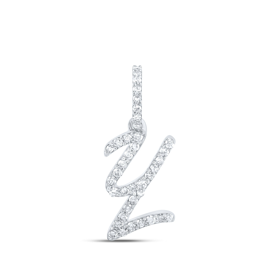 10K Yellow Or White Or Rose Gold Womens Round Diamond A Initial Letter Pendant 1/6 Cttw, Length: 0.7 In, Width: 0.34 In