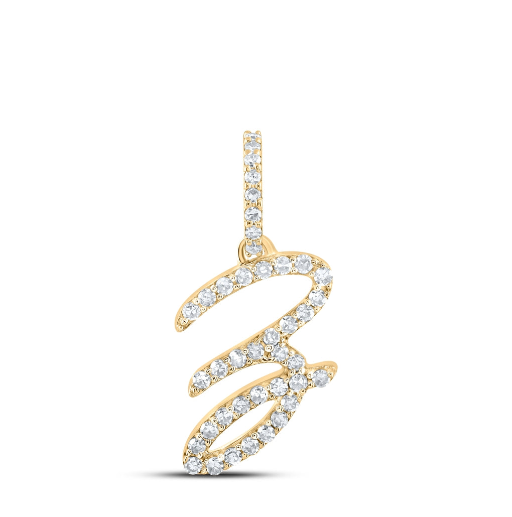 10K Yellow Or White Or Rose Gold Womens Round Diamond A Initial Letter Pendant 1/6 Cttw, Length: 0.7 In, Width: 0.34 In