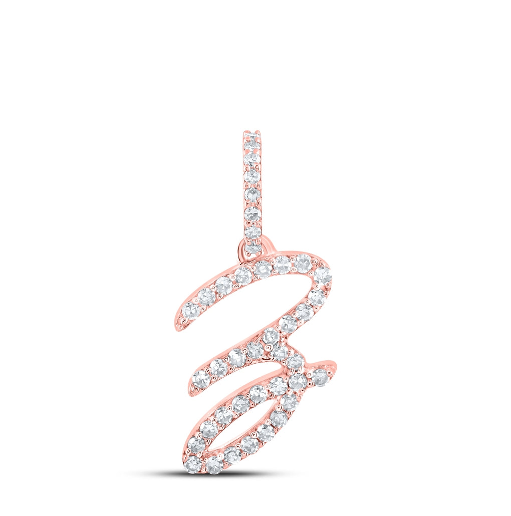 10K Yellow Or White Or Rose Gold Womens Round Diamond A Initial Letter Pendant 1/6 Cttw, Length: 0.7 In, Width: 0.34 In