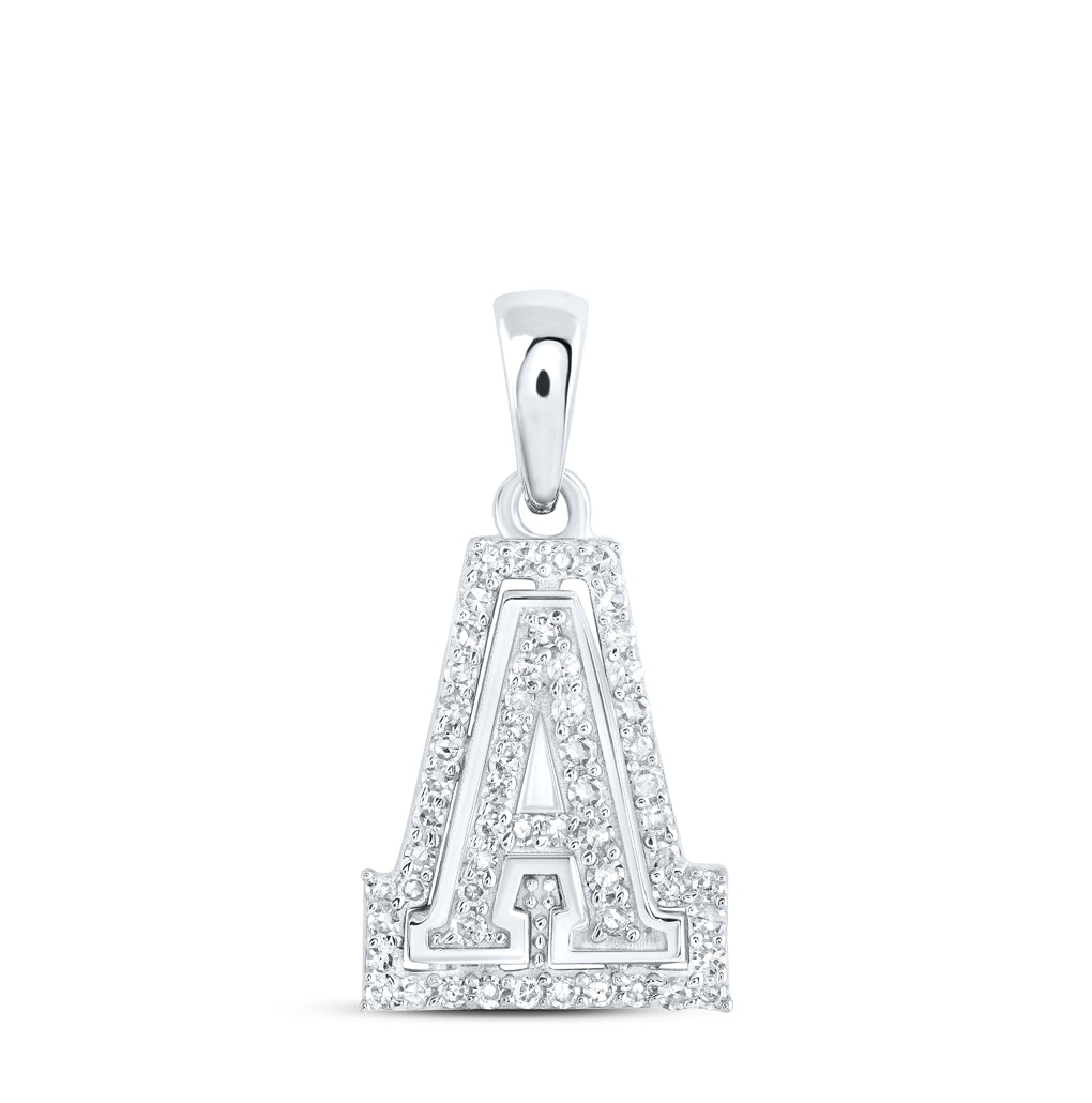 10K Yellow Or White Or Rose Gold Womens Round Diamond A Initial Letter Pendant, Length: 0.67 In, Width: 0.35 In