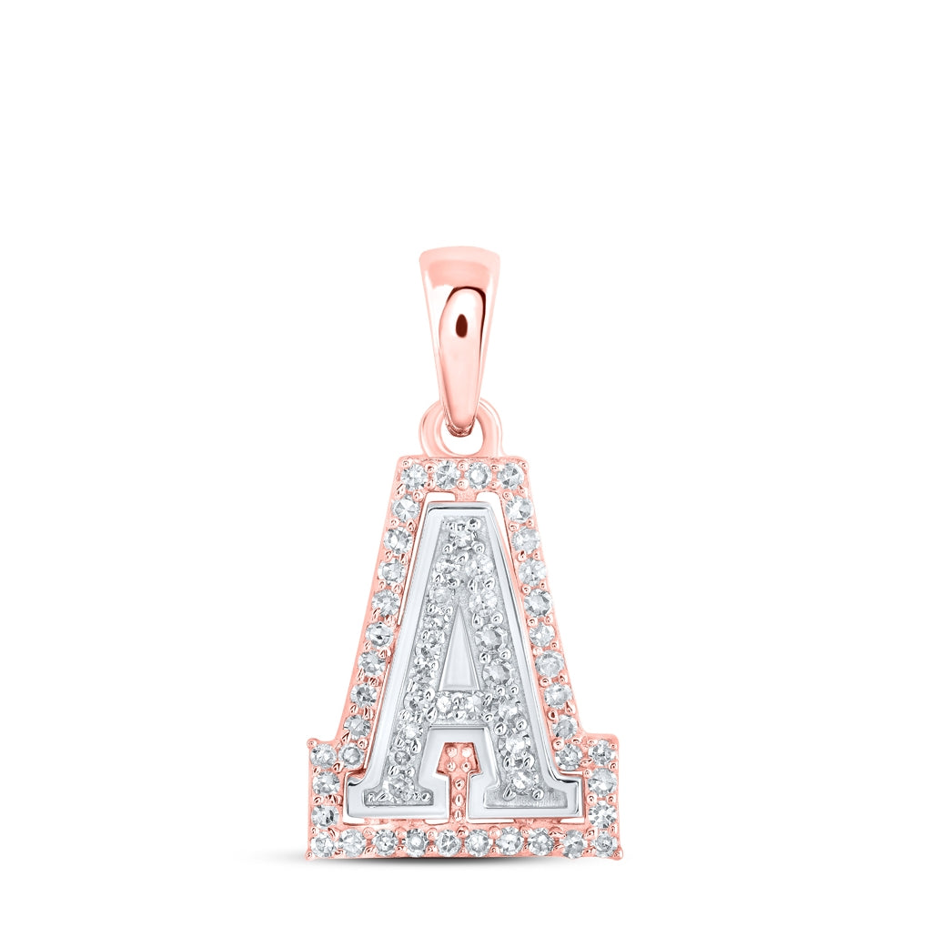 10K Yellow Or White Or Rose Gold Womens Round Diamond A Initial Letter Pendant, Length: 0.67 In, Width: 0.35 In