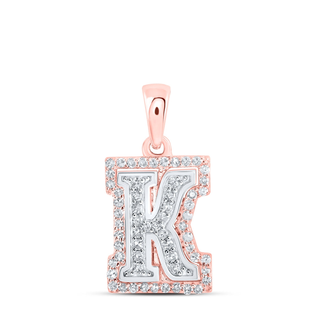 10K Yellow Or White Or Rose Gold Womens Round Diamond A Initial Letter Pendant, Length: 0.67 In, Width: 0.35 In