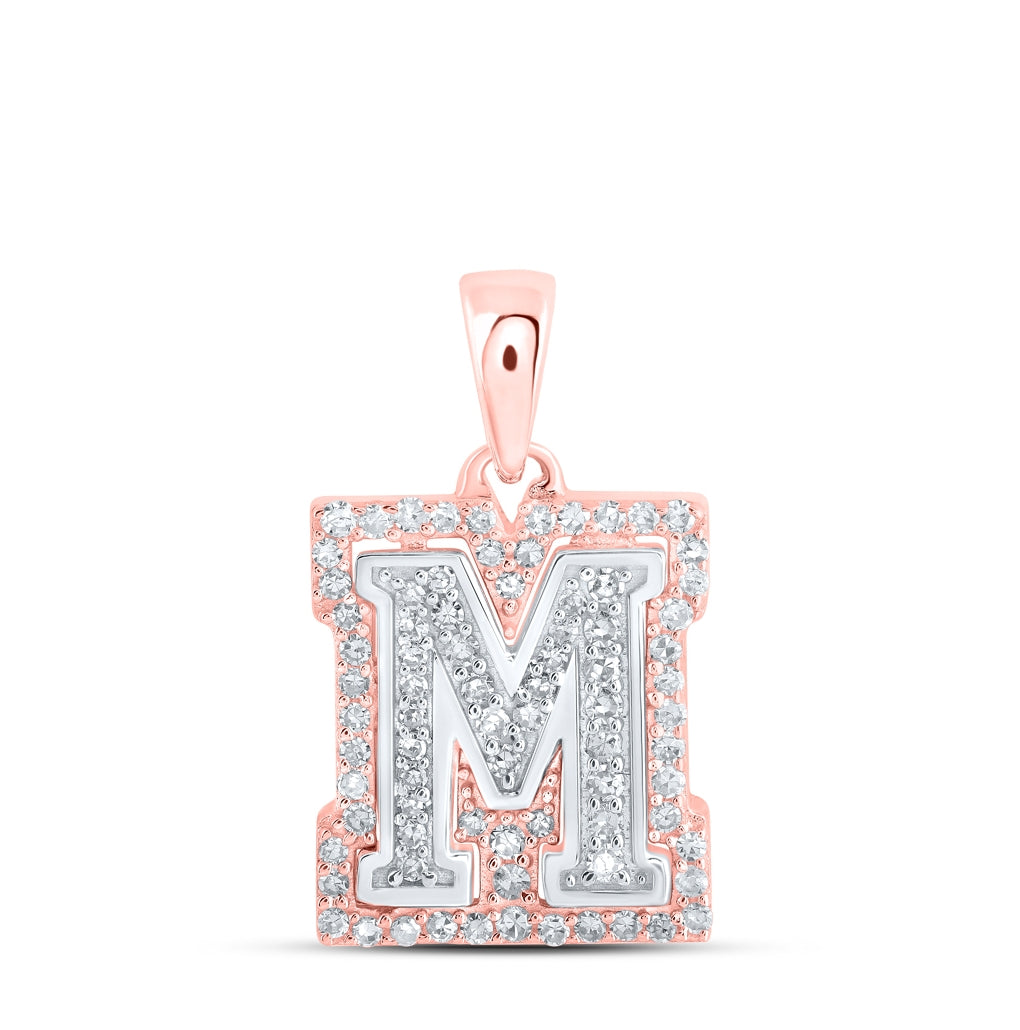 10K Yellow Or White Or Rose Gold Womens Round Diamond A Initial Letter Pendant, Length: 0.67 In, Width: 0.35 In
