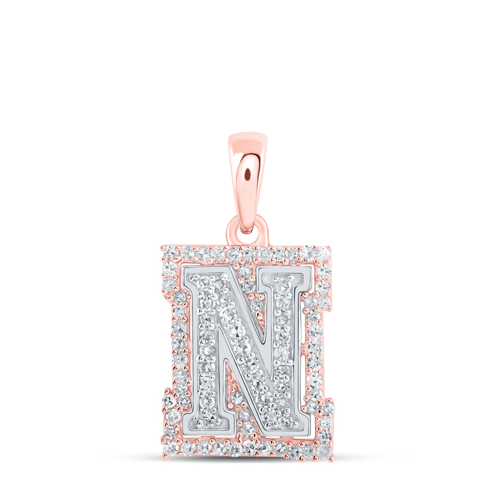 10K Yellow Or White Or Rose Gold Womens Round Diamond A Initial Letter Pendant, Length: 0.67 In, Width: 0.35 In