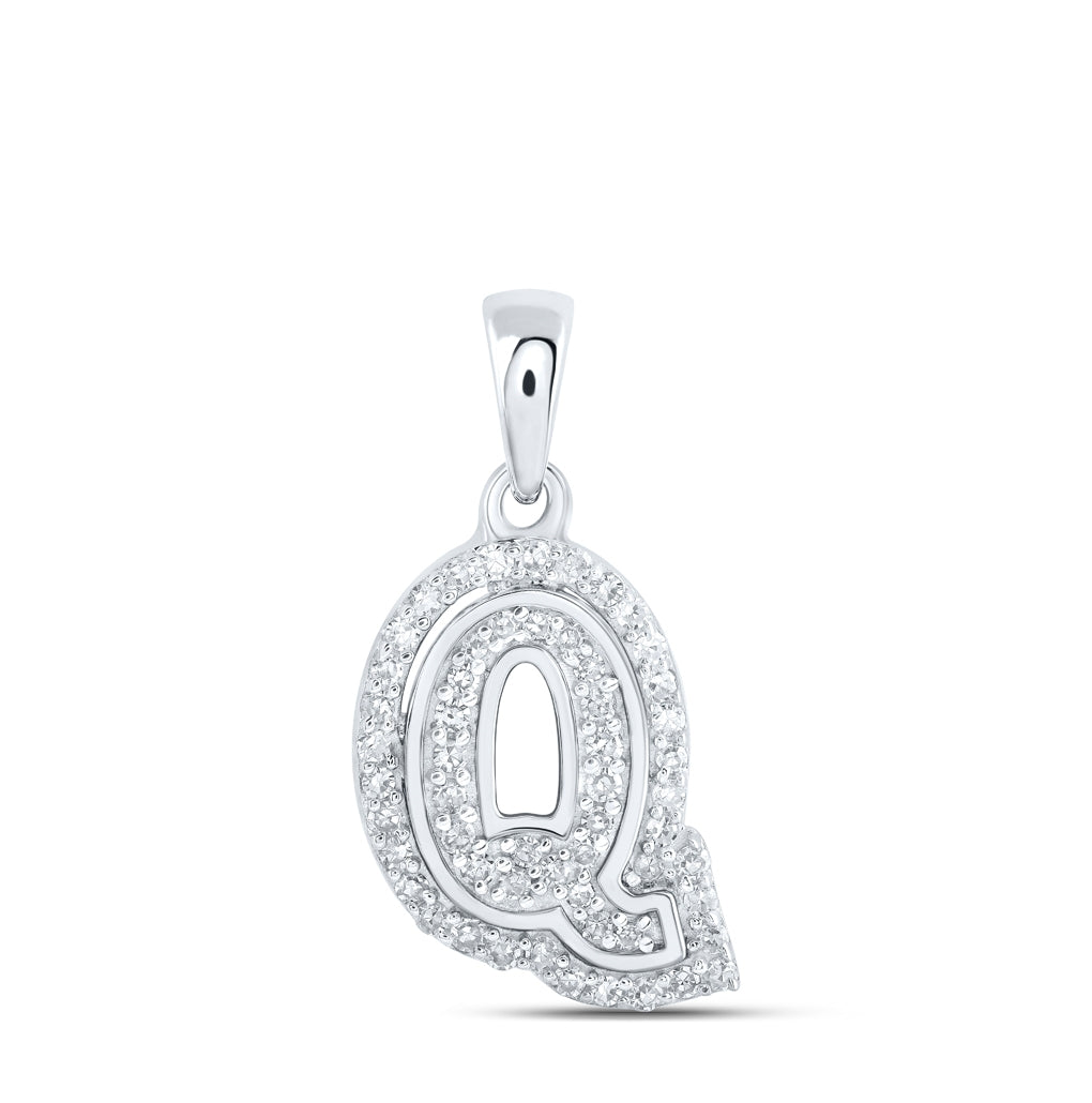 10K Yellow Or White Or Rose Gold Womens Round Diamond A Initial Letter Pendant, Length: 0.67 In, Width: 0.35 In