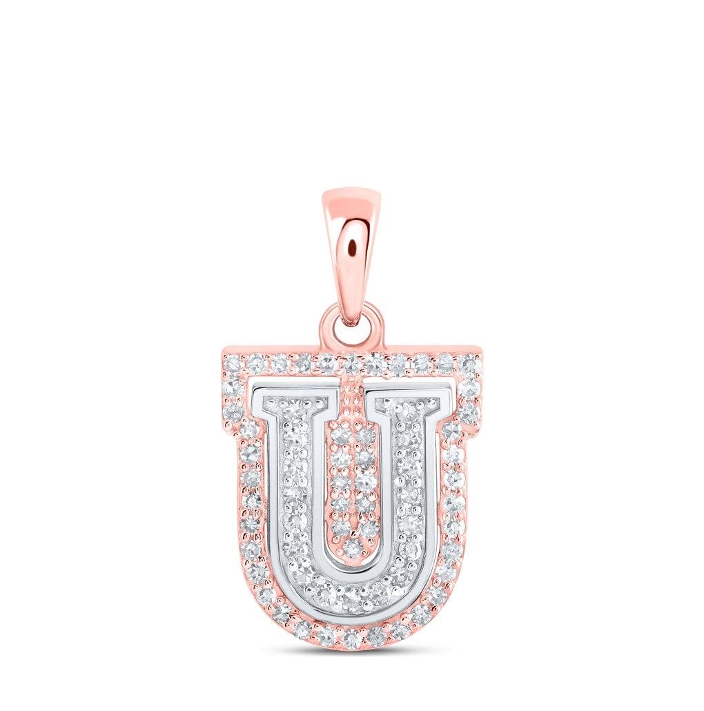 10K Yellow Or White Or Rose Gold Womens Round Diamond A Initial Letter Pendant, Length: 0.67 In, Width: 0.35 In