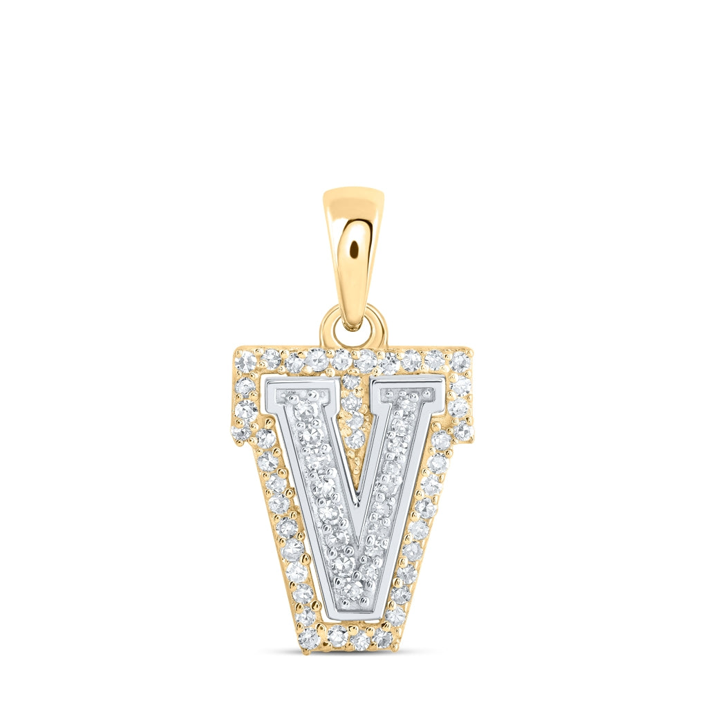 10K Yellow Or White Or Rose Gold Womens Round Diamond A Initial Letter Pendant, Length: 0.67 In, Width: 0.35 In