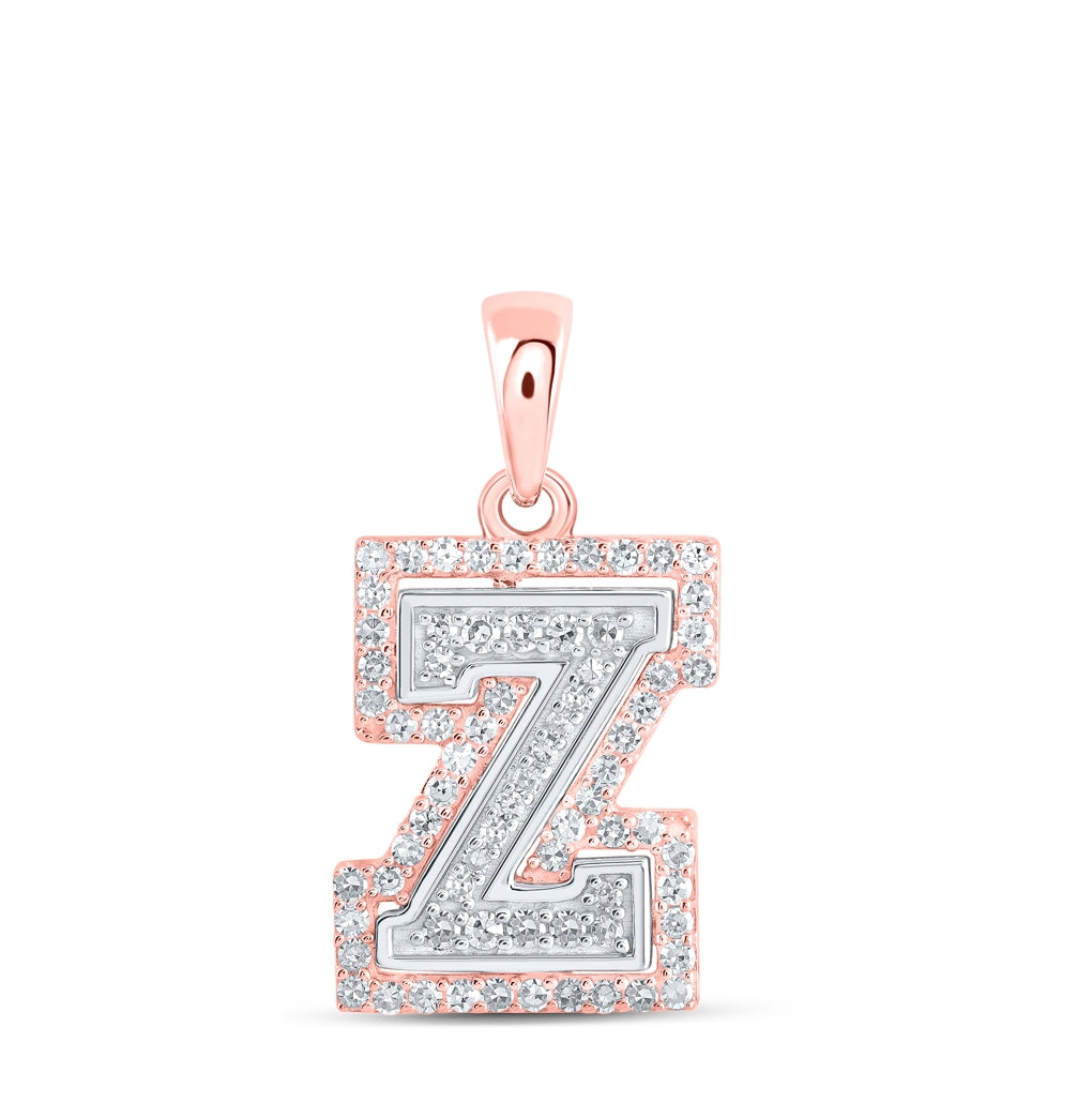 10K Yellow Or White Or Rose Gold Womens Round Diamond A Initial Letter Pendant, Length: 0.67 In, Width: 0.35 In