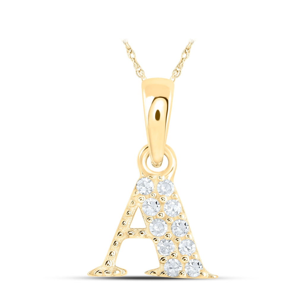 10K Yellow Or White Or Rose Gold Womens Round Diamond Initial Letter Pendant, Length: 0.43 In, Width: 0.29 In