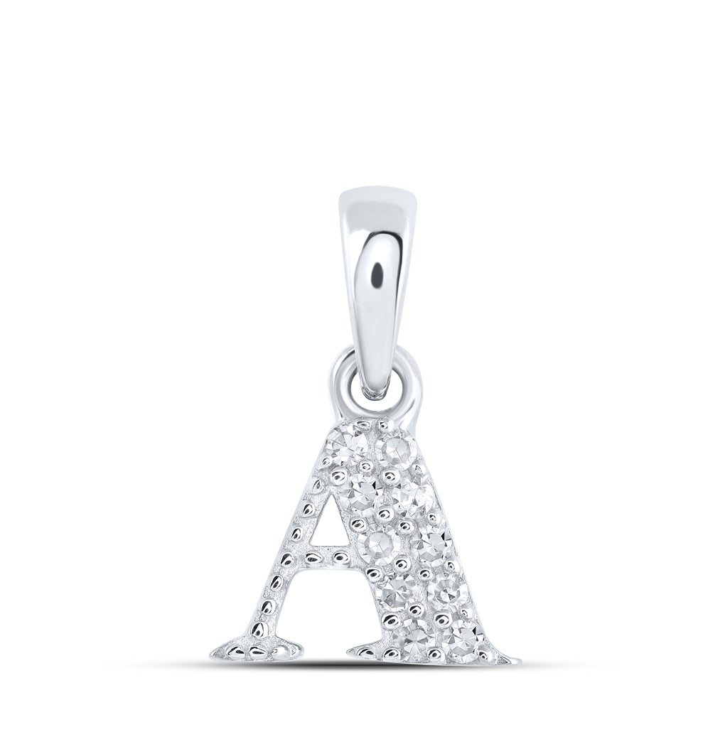 10K Yellow Or White Or Rose Gold Womens Round Diamond Initial Letter Pendant, Length: 0.43 In, Width: 0.29 In