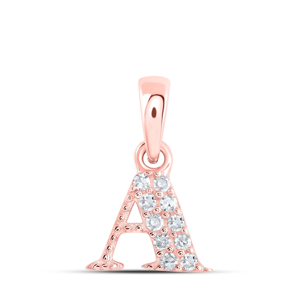 10K Yellow Or White Or Rose Gold Womens Round Diamond Initial Letter Pendant, Length: 0.43 In, Width: 0.29 In