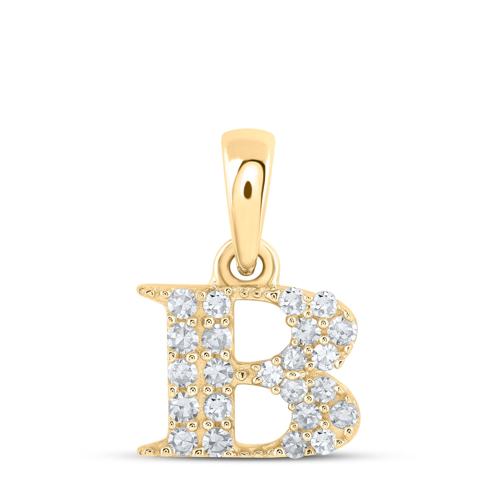 10K Yellow Or White Or Rose Gold Womens Round Diamond Initial Letter Pendant, Length: 0.43 In, Width: 0.29 In