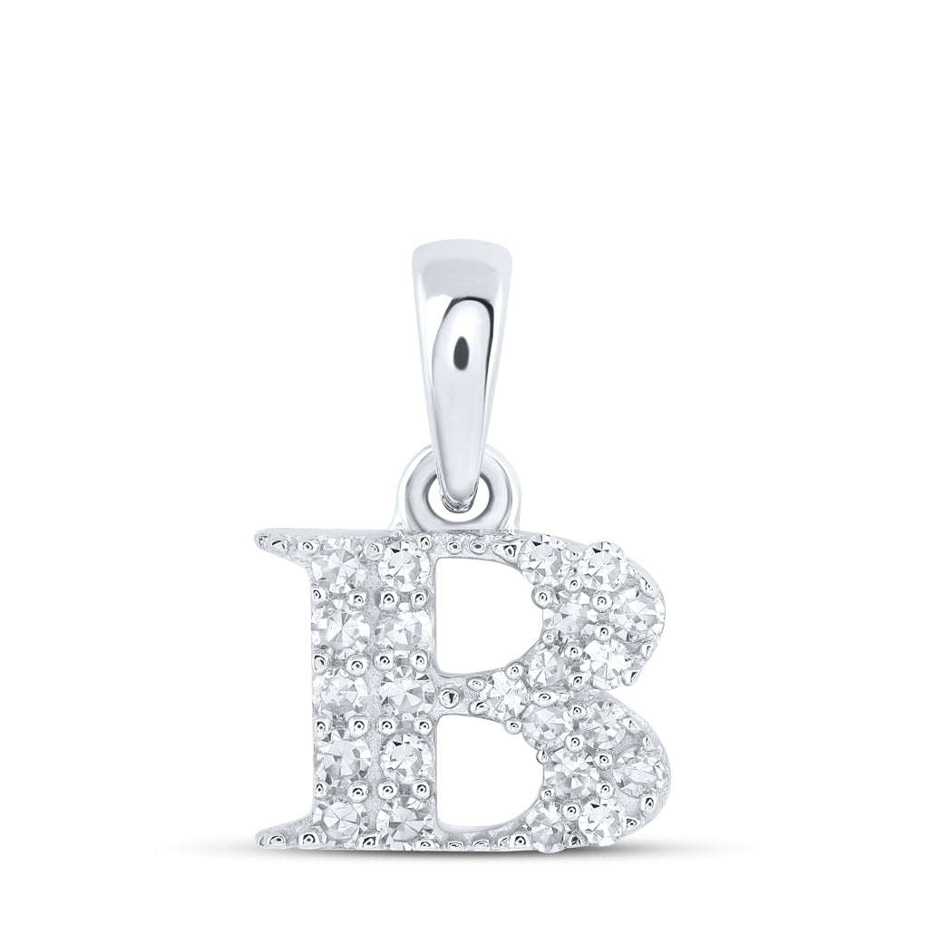 10K Yellow Or White Or Rose Gold Womens Round Diamond Initial Letter Pendant, Length: 0.43 In, Width: 0.29 In