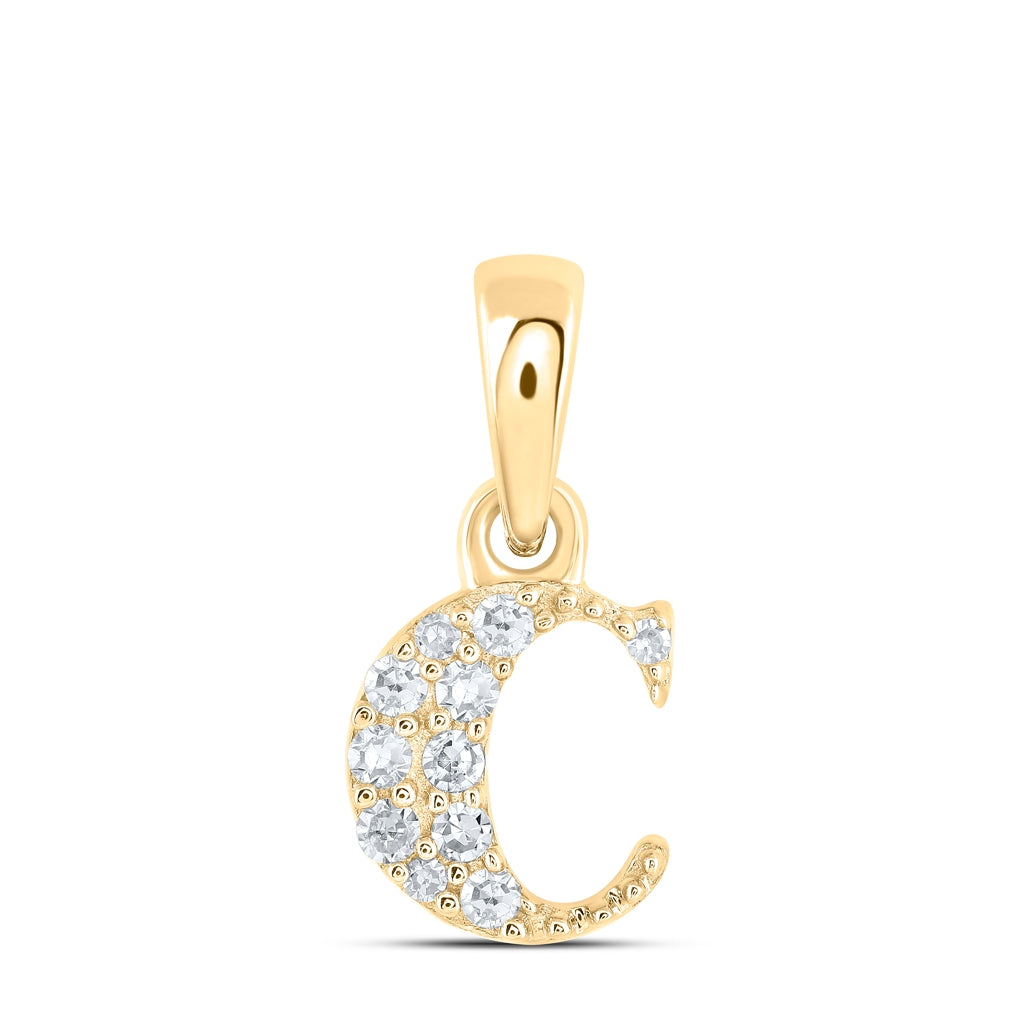 10K Yellow Or White Or Rose Gold Womens Round Diamond Initial Letter Pendant, Length: 0.43 In, Width: 0.29 In