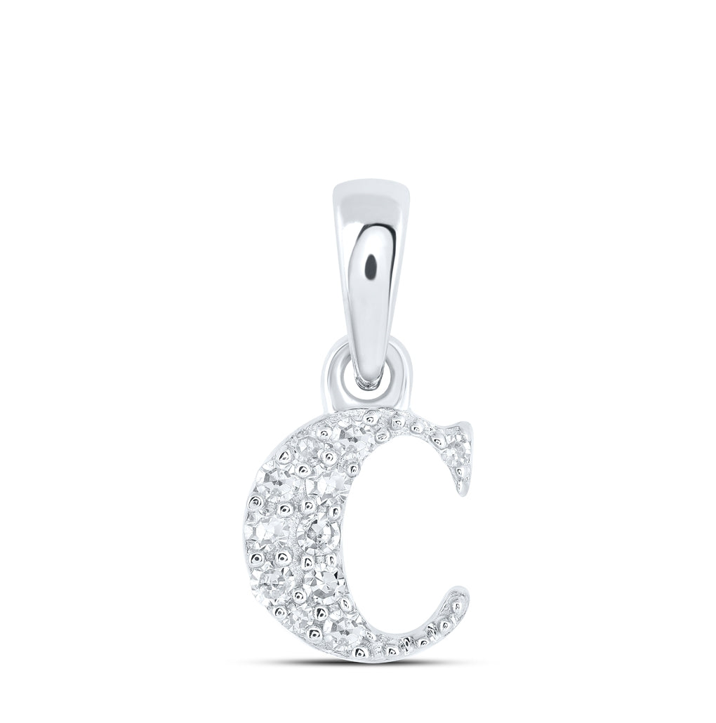 10K Yellow Or White Or Rose Gold Womens Round Diamond Initial Letter Pendant, Length: 0.43 In, Width: 0.29 In