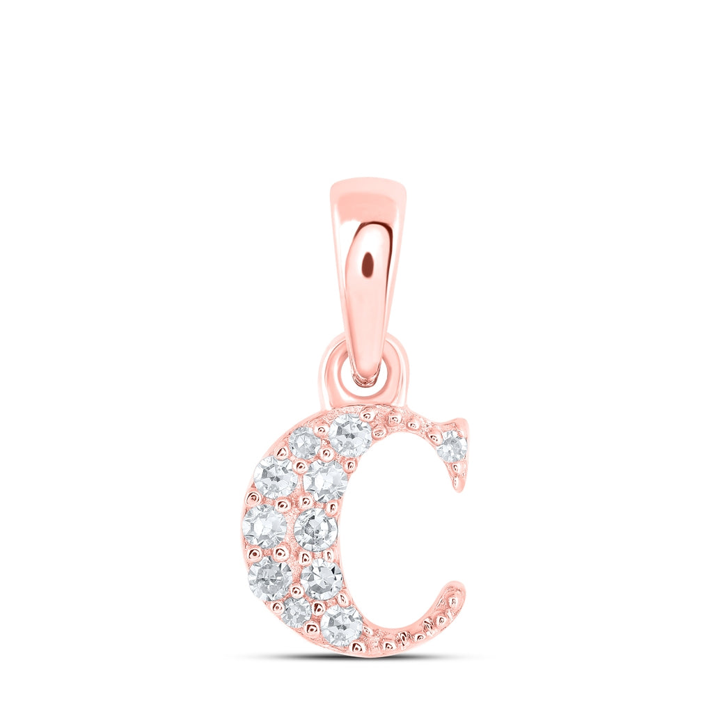 10K Yellow Or White Or Rose Gold Womens Round Diamond Initial Letter Pendant, Length: 0.43 In, Width: 0.29 In