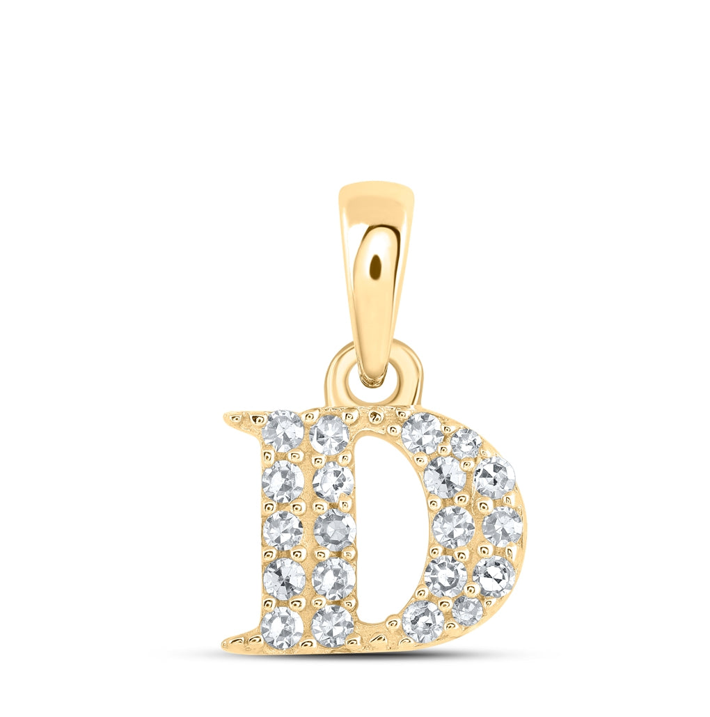 10K Yellow Or White Or Rose Gold Womens Round Diamond Initial Letter Pendant, Length: 0.43 In, Width: 0.29 In