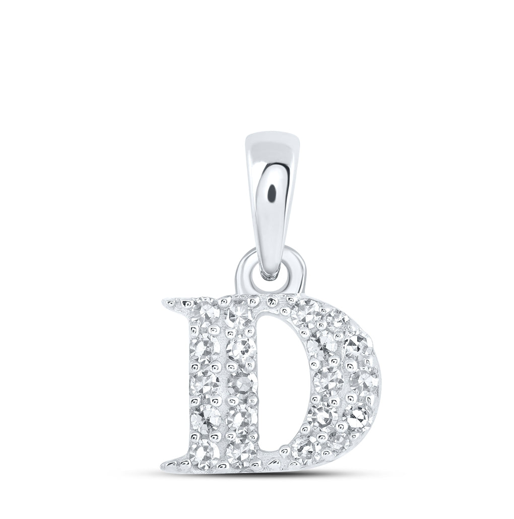 10K Yellow Or White Or Rose Gold Womens Round Diamond Initial Letter Pendant, Length: 0.43 In, Width: 0.29 In