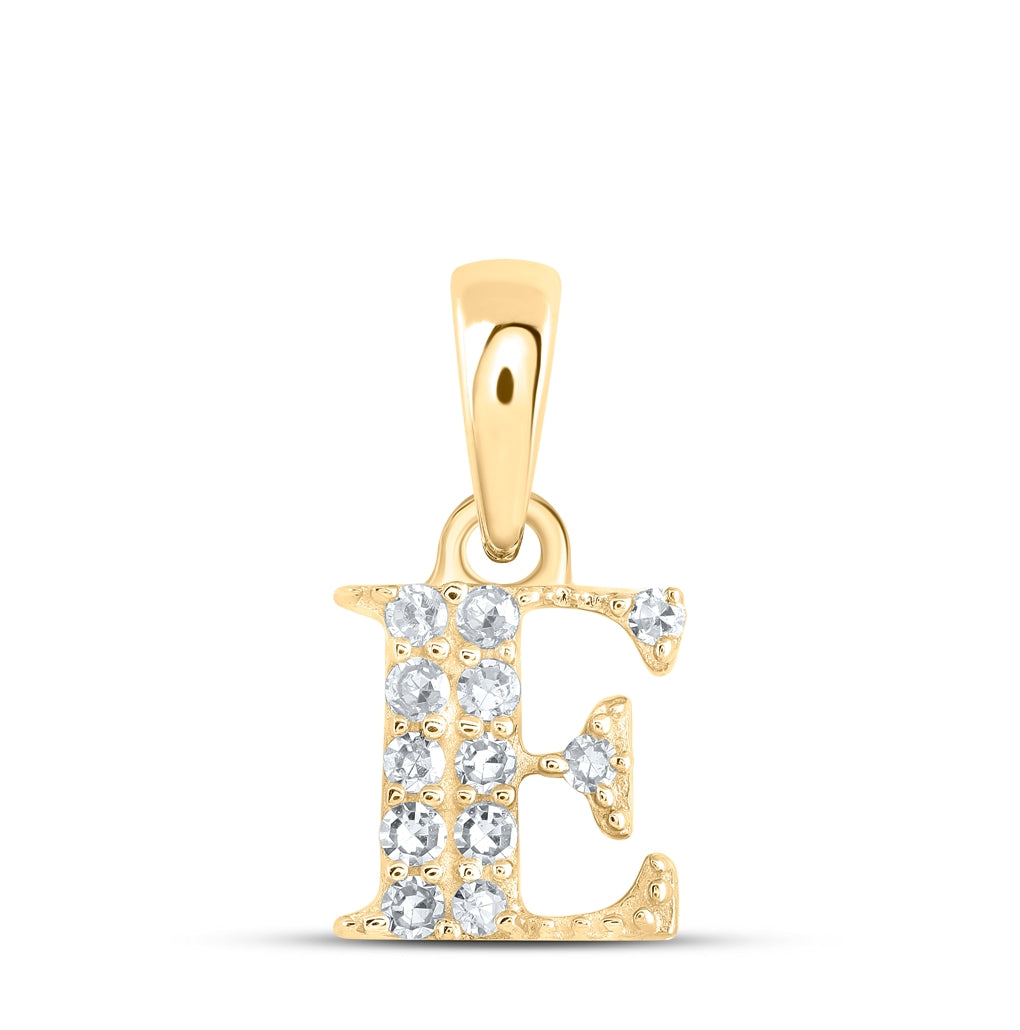 10K Yellow Or White Or Rose Gold Womens Round Diamond Initial Letter Pendant, Length: 0.43 In, Width: 0.29 In