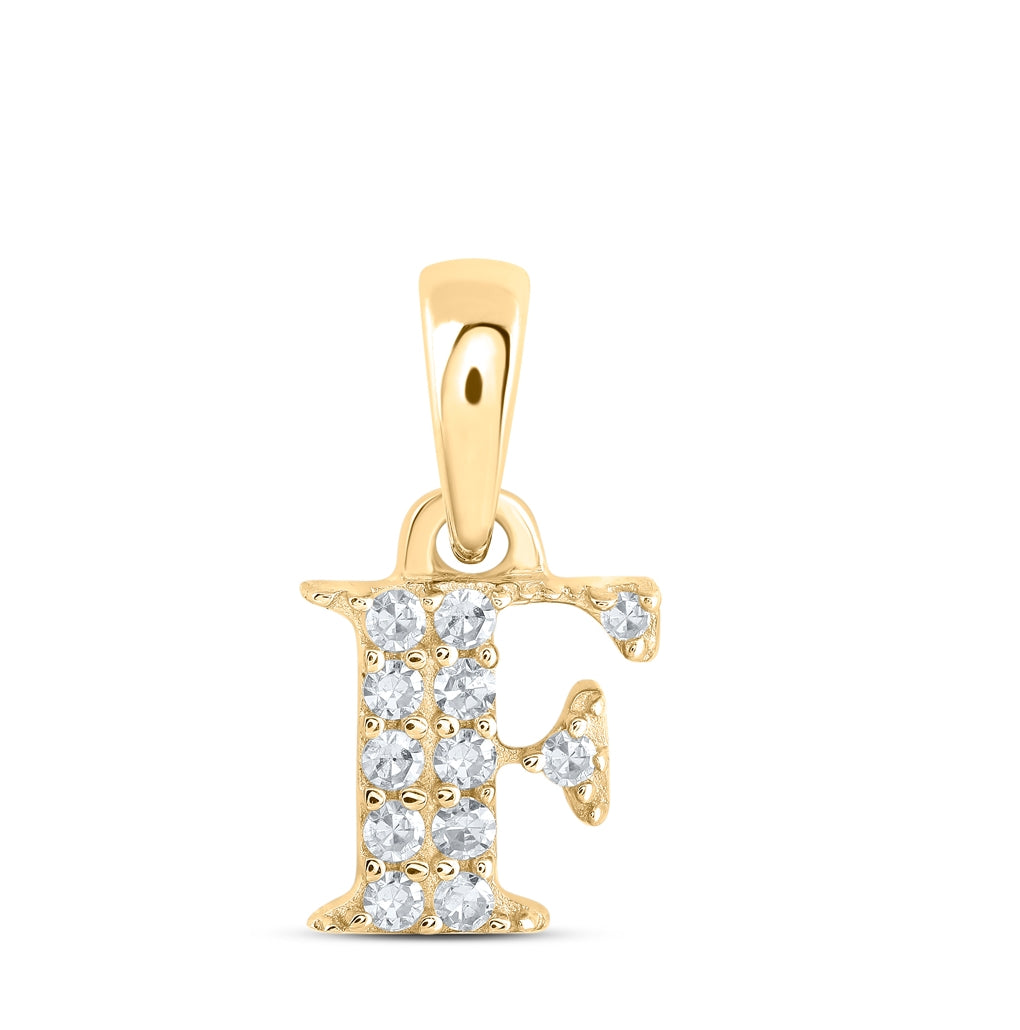 10K Yellow Or White Or Rose Gold Womens Round Diamond Initial Letter Pendant, Length: 0.43 In, Width: 0.29 In