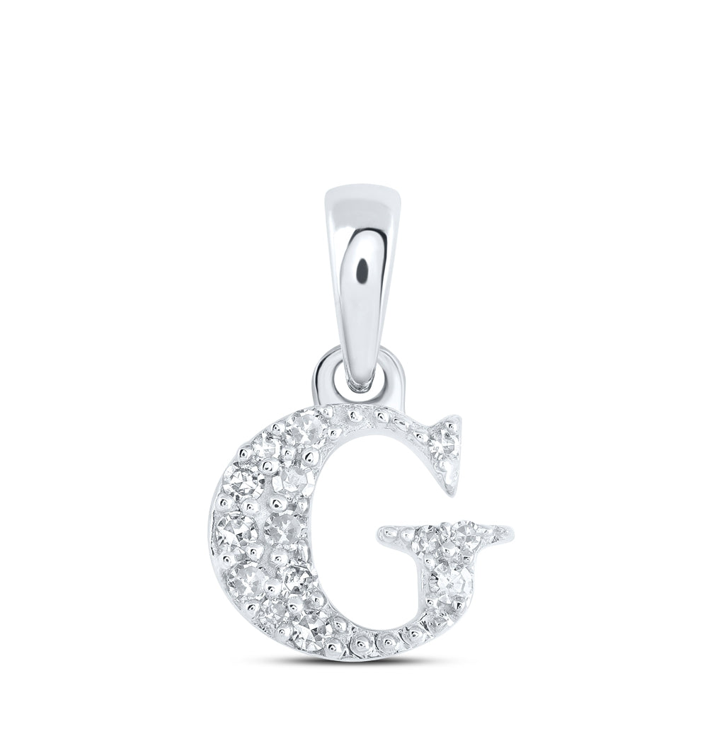 10K Yellow Or White Or Rose Gold Womens Round Diamond Initial Letter Pendant, Length: 0.43 In, Width: 0.29 In