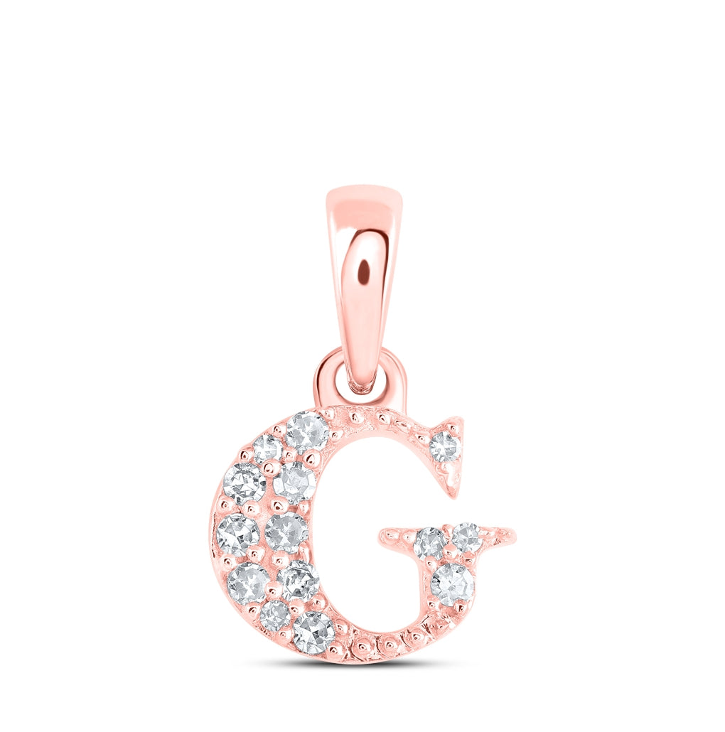 10K Yellow Or White Or Rose Gold Womens Round Diamond Initial Letter Pendant, Length: 0.43 In, Width: 0.29 In