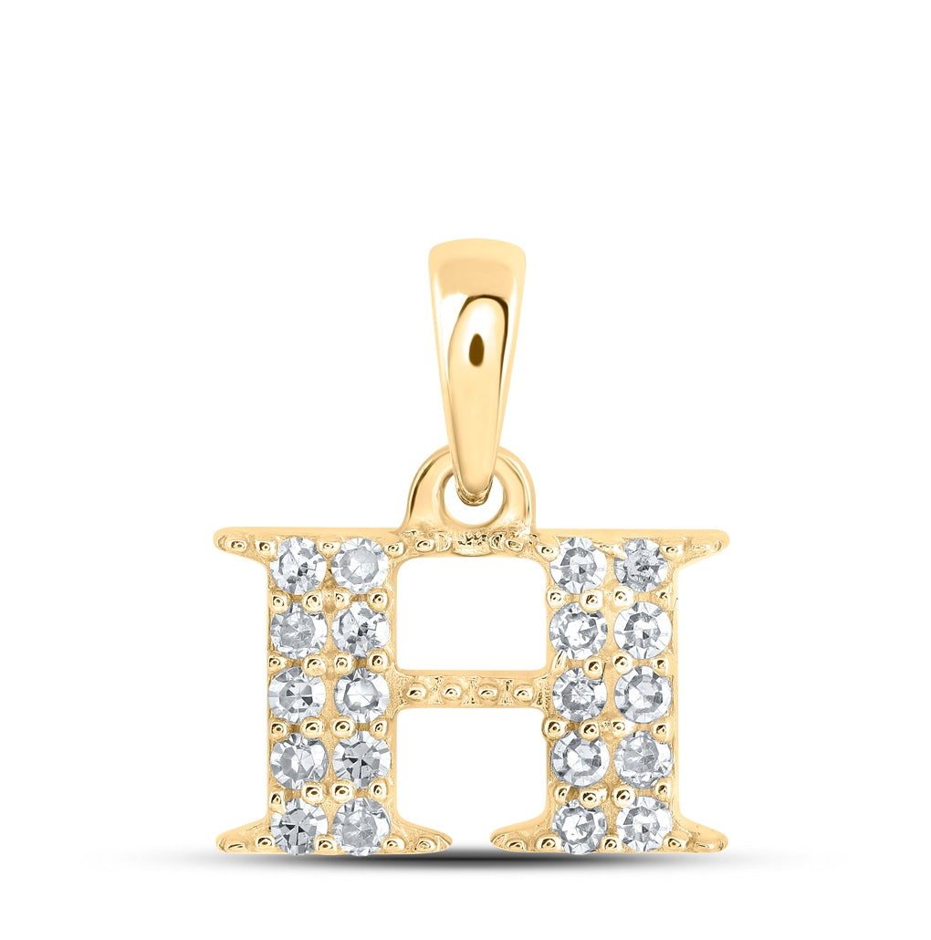 10K Yellow Or White Or Rose Gold Womens Round Diamond Initial Letter Pendant, Length: 0.43 In, Width: 0.29 In