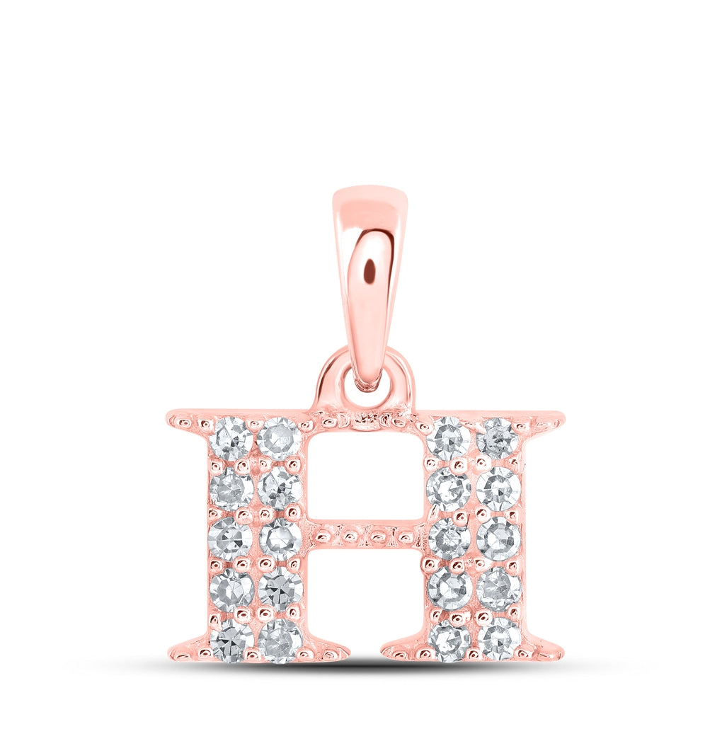 10K Yellow Or White Or Rose Gold Womens Round Diamond Initial Letter Pendant, Length: 0.43 In, Width: 0.29 In
