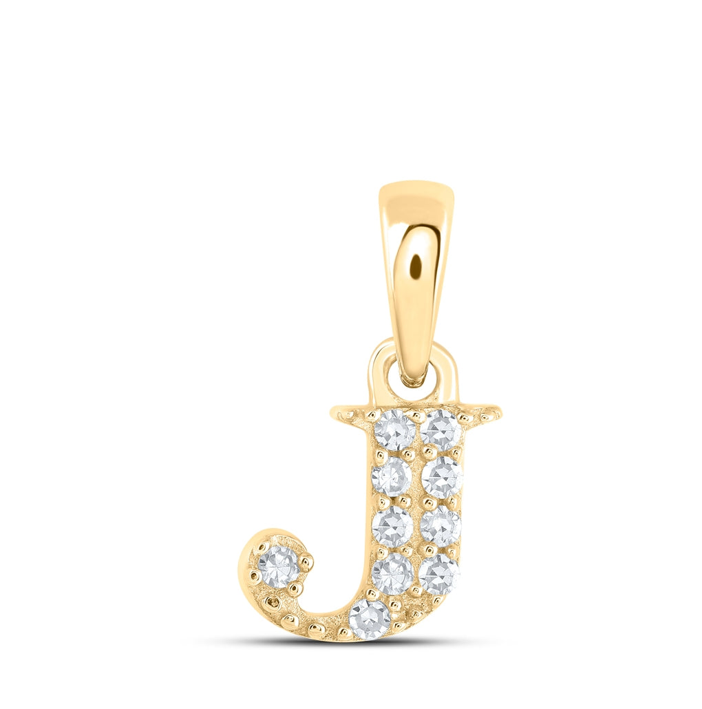 10K Yellow Or White Or Rose Gold Womens Round Diamond Initial Letter Pendant, Length: 0.43 In, Width: 0.29 In