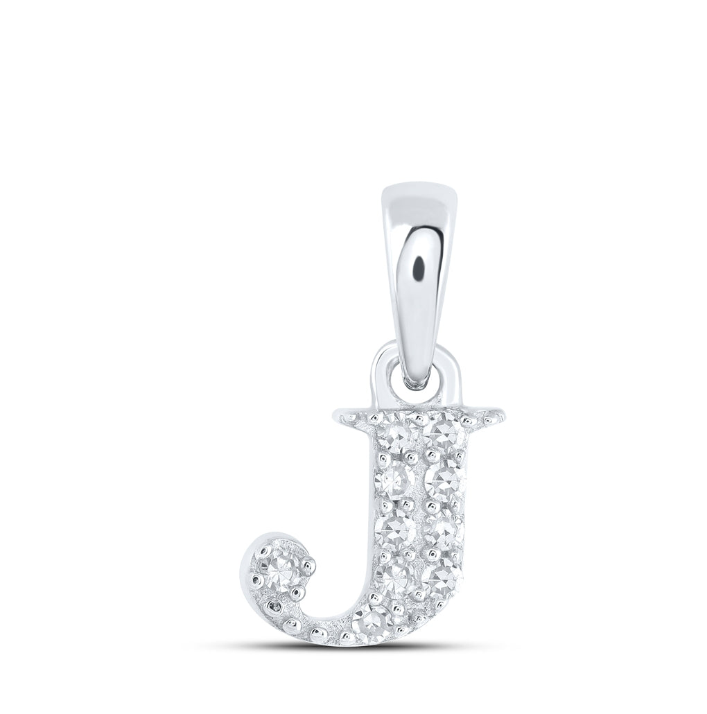 10K Yellow Or White Or Rose Gold Womens Round Diamond Initial Letter Pendant, Length: 0.43 In, Width: 0.29 In
