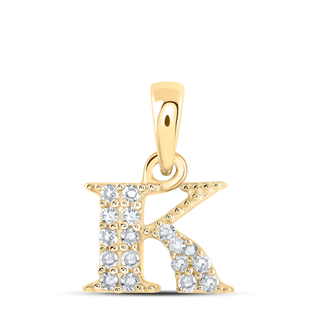 10K Yellow Or White Or Rose Gold Womens Round Diamond Initial Letter Pendant, Length: 0.43 In, Width: 0.29 In