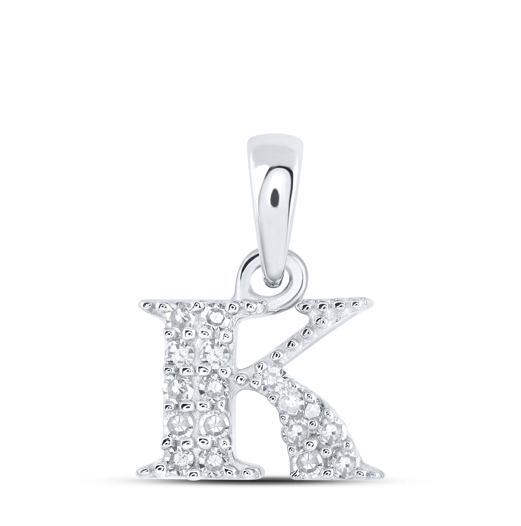10K Yellow Or White Or Rose Gold Womens Round Diamond Initial Letter Pendant, Length: 0.43 In, Width: 0.29 In