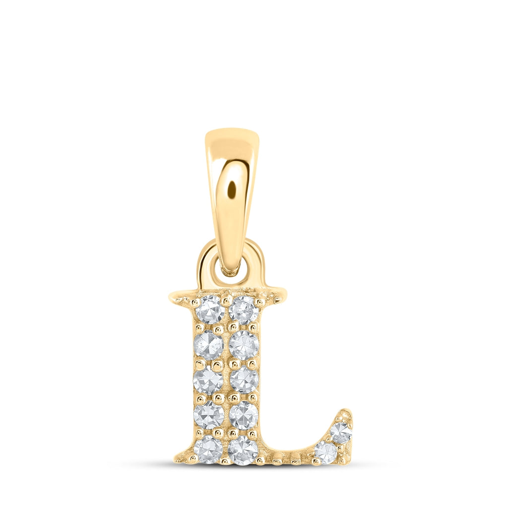 10K Yellow Or White Or Rose Gold Womens Round Diamond Initial Letter Pendant, Length: 0.43 In, Width: 0.29 In