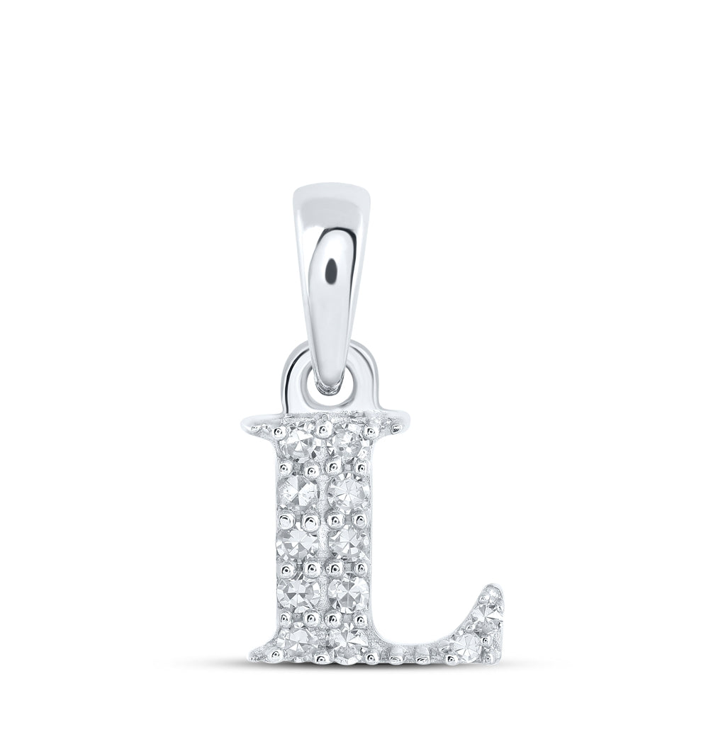 10K Yellow Or White Or Rose Gold Womens Round Diamond Initial Letter Pendant, Length: 0.43 In, Width: 0.29 In