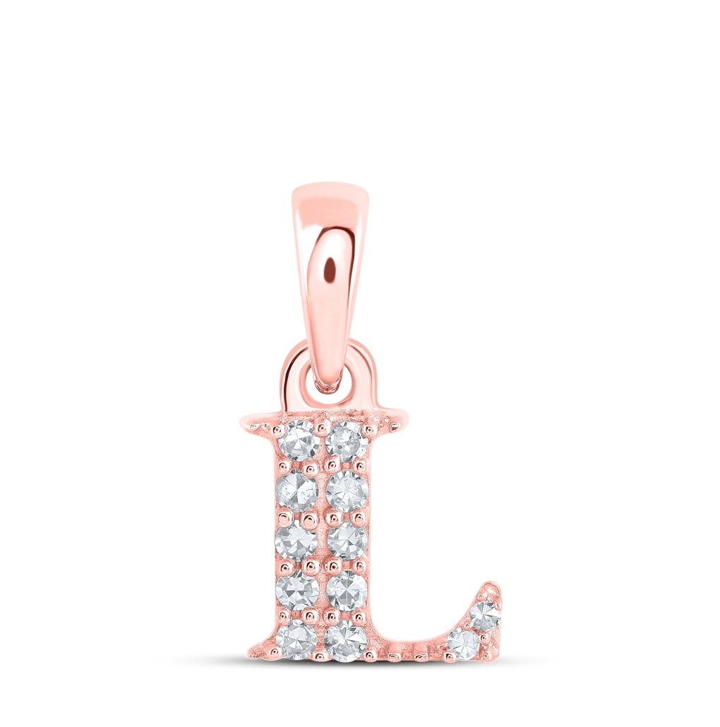 10K Yellow Or White Or Rose Gold Womens Round Diamond Initial Letter Pendant, Length: 0.43 In, Width: 0.29 In