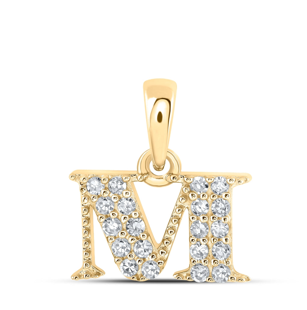 10K Yellow Or White Or Rose Gold Womens Round Diamond Initial Letter Pendant, Length: 0.43 In, Width: 0.29 In