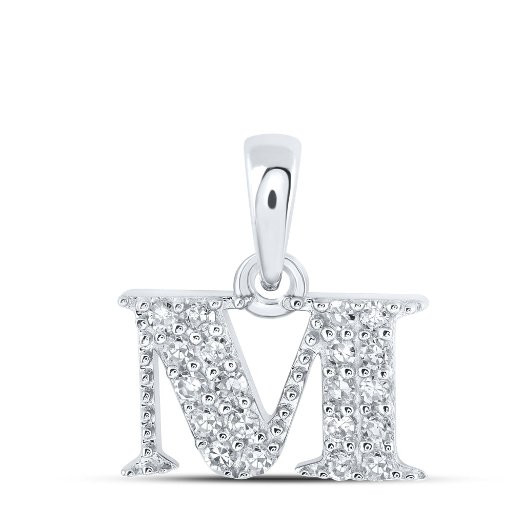 10K Yellow Or White Or Rose Gold Womens Round Diamond Initial Letter Pendant, Length: 0.43 In, Width: 0.29 In