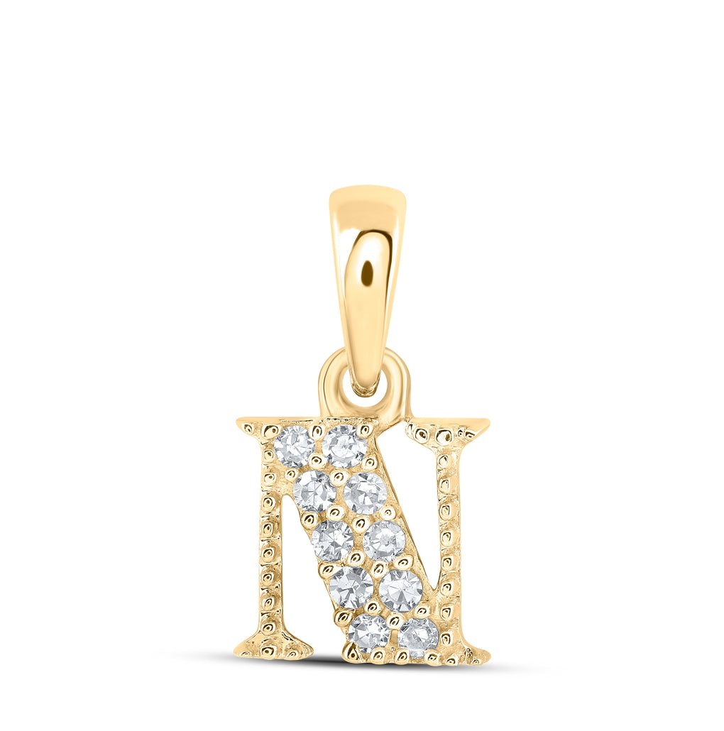 10K Yellow Or White Or Rose Gold Womens Round Diamond Initial Letter Pendant, Length: 0.43 In, Width: 0.29 In