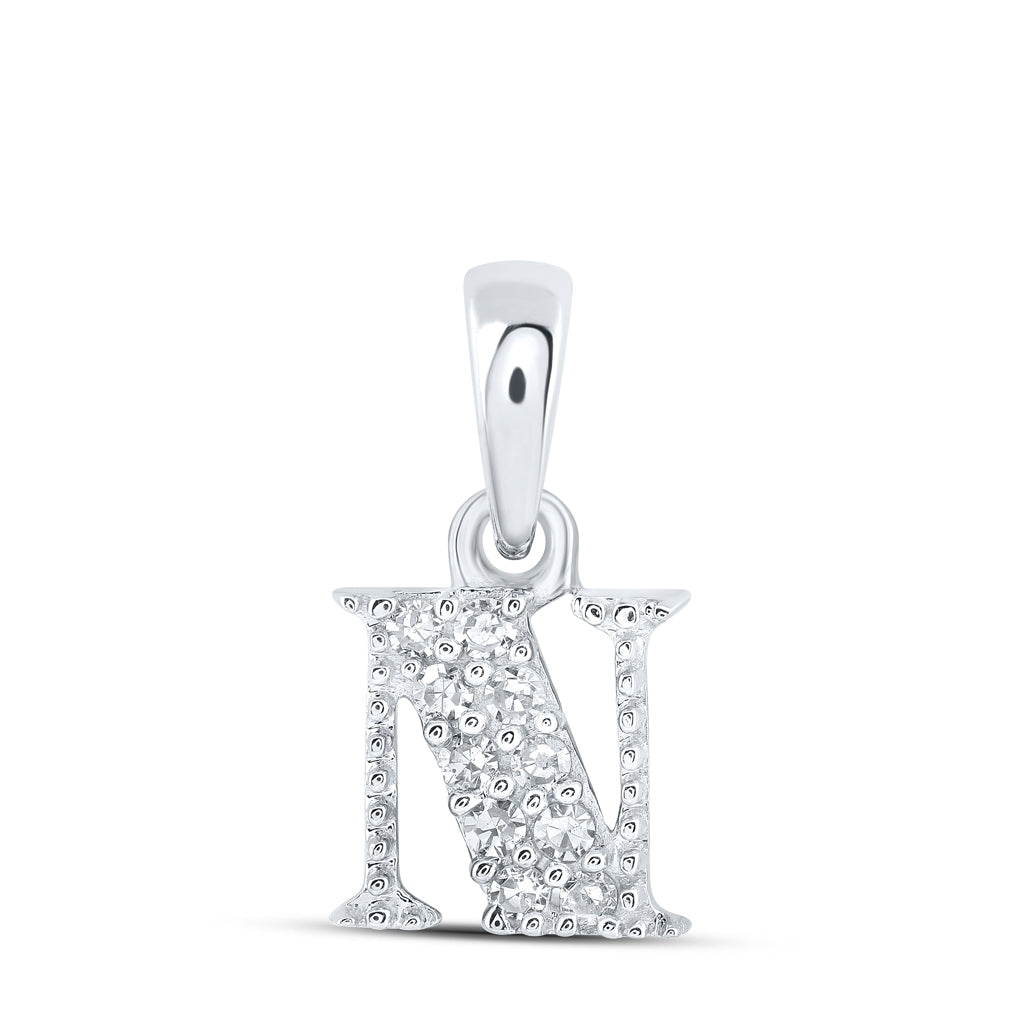 10K Yellow Or White Or Rose Gold Womens Round Diamond Initial Letter Pendant, Length: 0.43 In, Width: 0.29 In