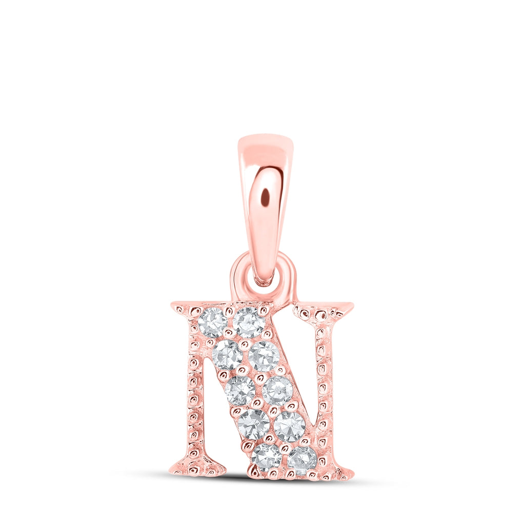 10K Yellow Or White Or Rose Gold Womens Round Diamond Initial Letter Pendant, Length: 0.43 In, Width: 0.29 In