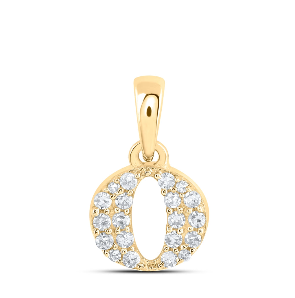 10K Yellow Or White Or Rose Gold Womens Round Diamond Initial Letter Pendant, Length: 0.43 In, Width: 0.29 In