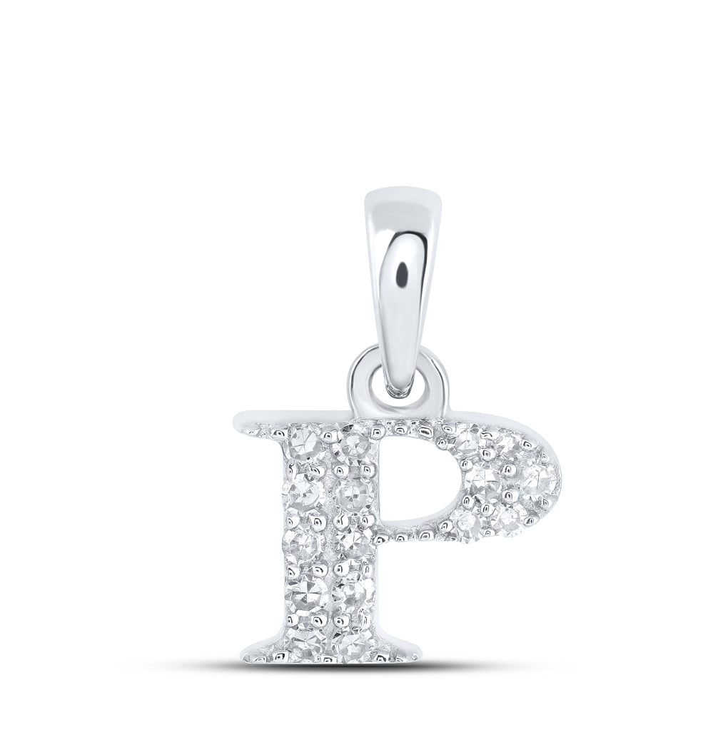 10K Yellow Or White Or Rose Gold Womens Round Diamond Initial Letter Pendant, Length: 0.43 In, Width: 0.29 In