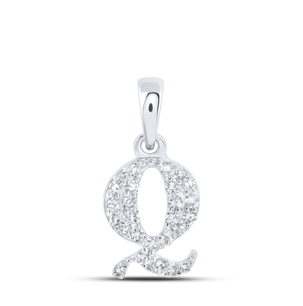 10K Yellow Or White Or Rose Gold Womens Round Diamond Initial Letter Pendant, Length: 0.43 In, Width: 0.29 In