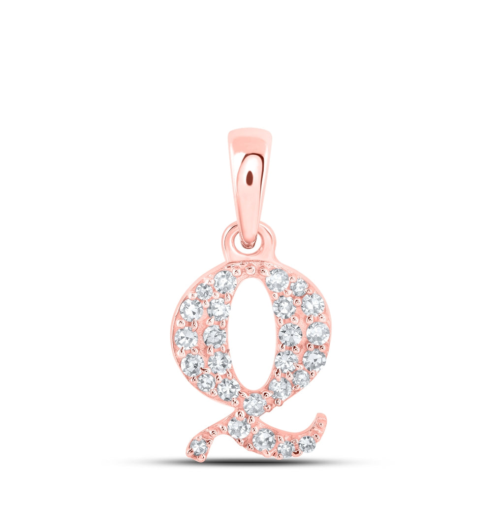 10K Yellow Or White Or Rose Gold Womens Round Diamond Initial Letter Pendant, Length: 0.43 In, Width: 0.29 In