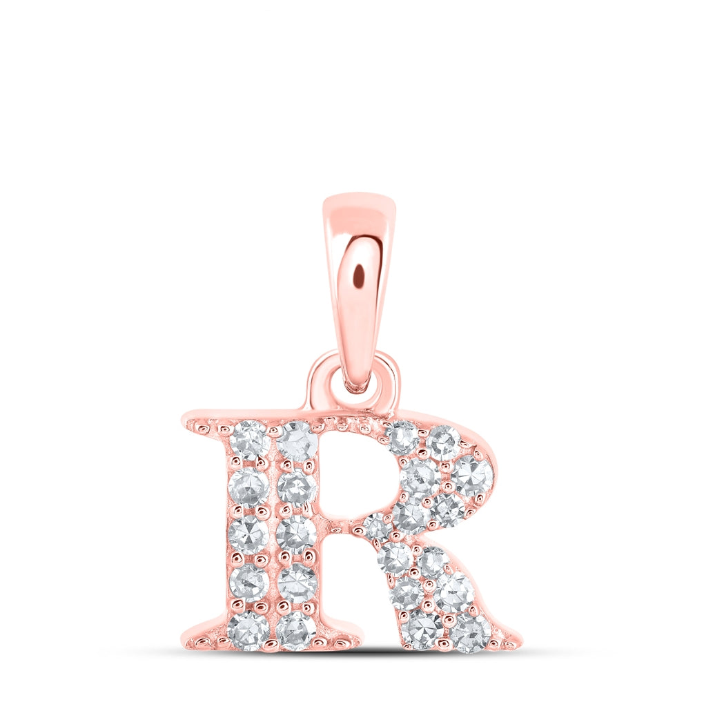 10K Yellow Or White Or Rose Gold Womens Round Diamond Initial Letter Pendant, Length: 0.43 In, Width: 0.29 In