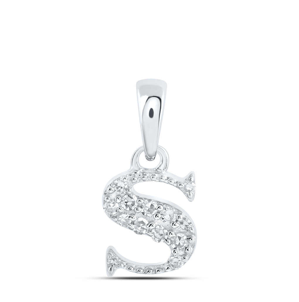 10K Yellow Or White Or Rose Gold Womens Round Diamond Initial Letter Pendant, Length: 0.43 In, Width: 0.29 In