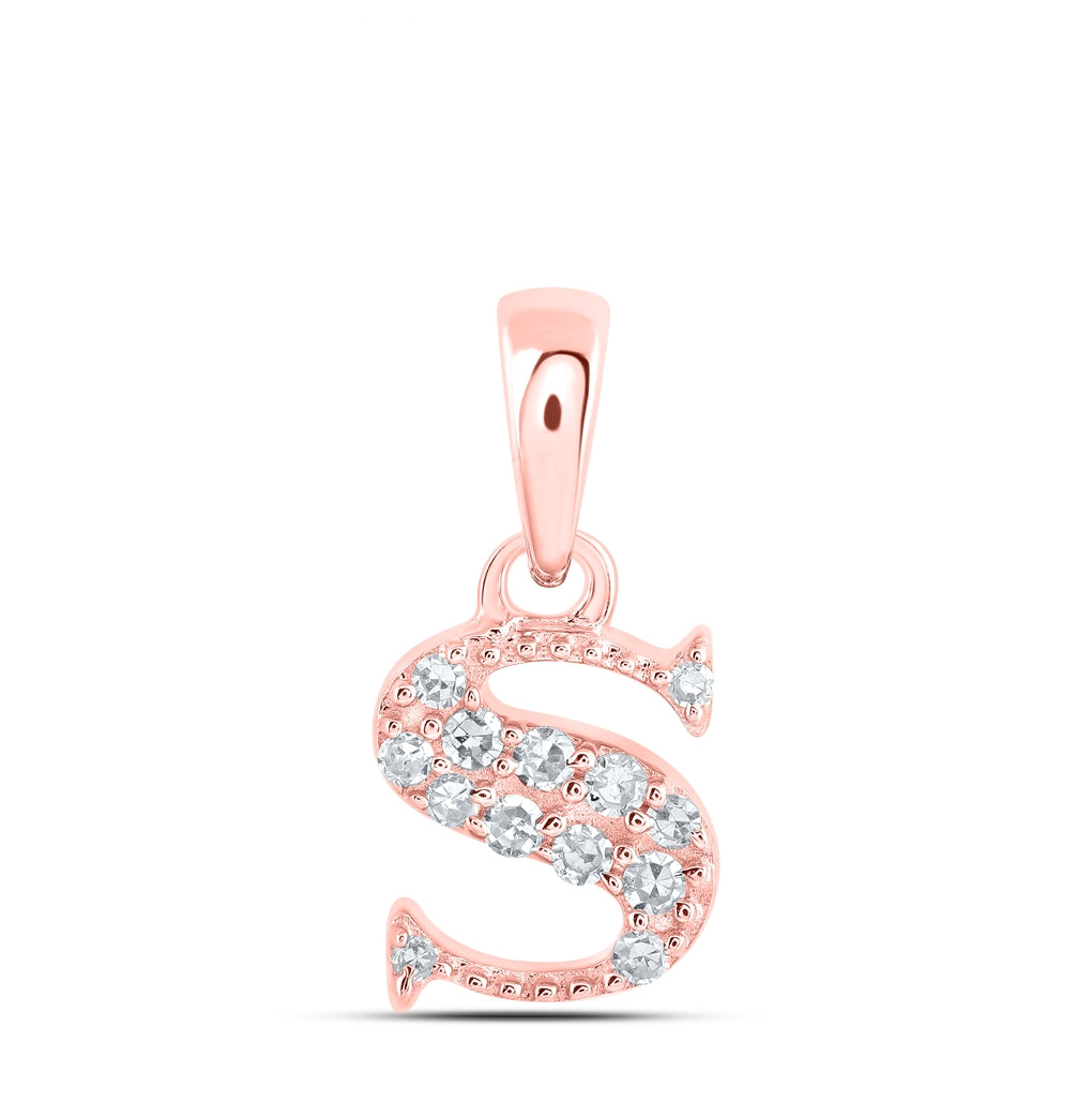 10K Yellow Or White Or Rose Gold Womens Round Diamond Initial Letter Pendant, Length: 0.43 In, Width: 0.29 In